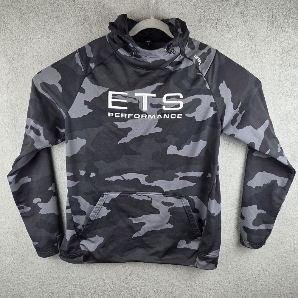 UNRL Crossover Hoodie II Pullover Fleece Men's L Black Camo ETS Performance